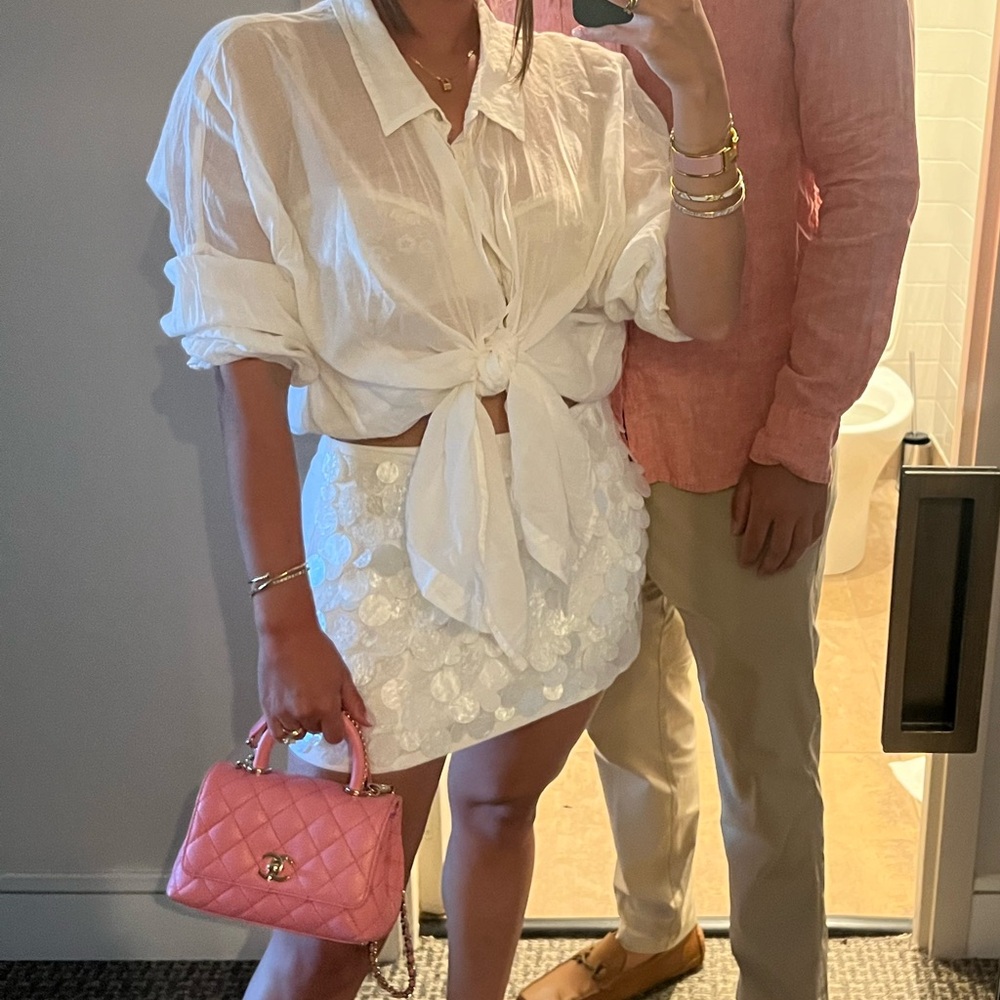 White Shell Meshki Mini Skirt